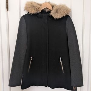 Marc New York Women's Wool Blend Coat with Fur Hood